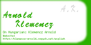 arnold klemencz business card